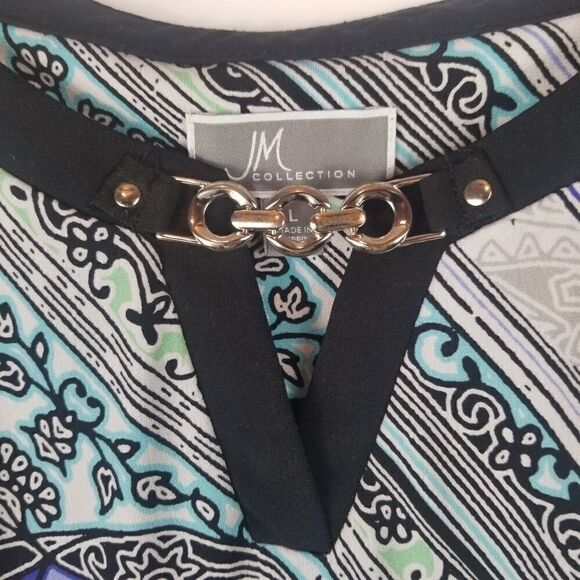 JM COLLECTION TUNIC TOP W/CHAIN DETAIL. SZ L - Picture 2 of 16